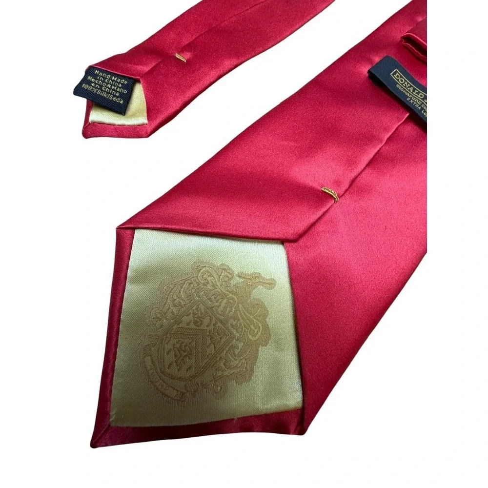 Donald J Trump Signature Collection Red Silk Tie Extra Long Solid Satin Mens